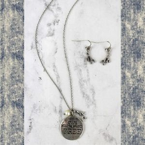 WILD & FREE Spirit Boho Hippie people necklace earrings set